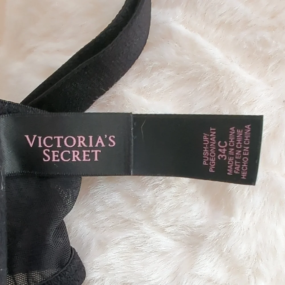 Victoria's Secret Black Satin & Lace Push Up Bra 34C - Picture 6 of 7